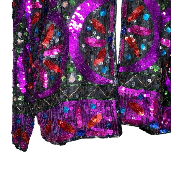 Unbranded Vintage Colorful Sequin Women's Silk Blazer - Picture 6 of 13